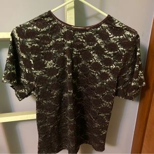 Purple and silver mesh floral shirt